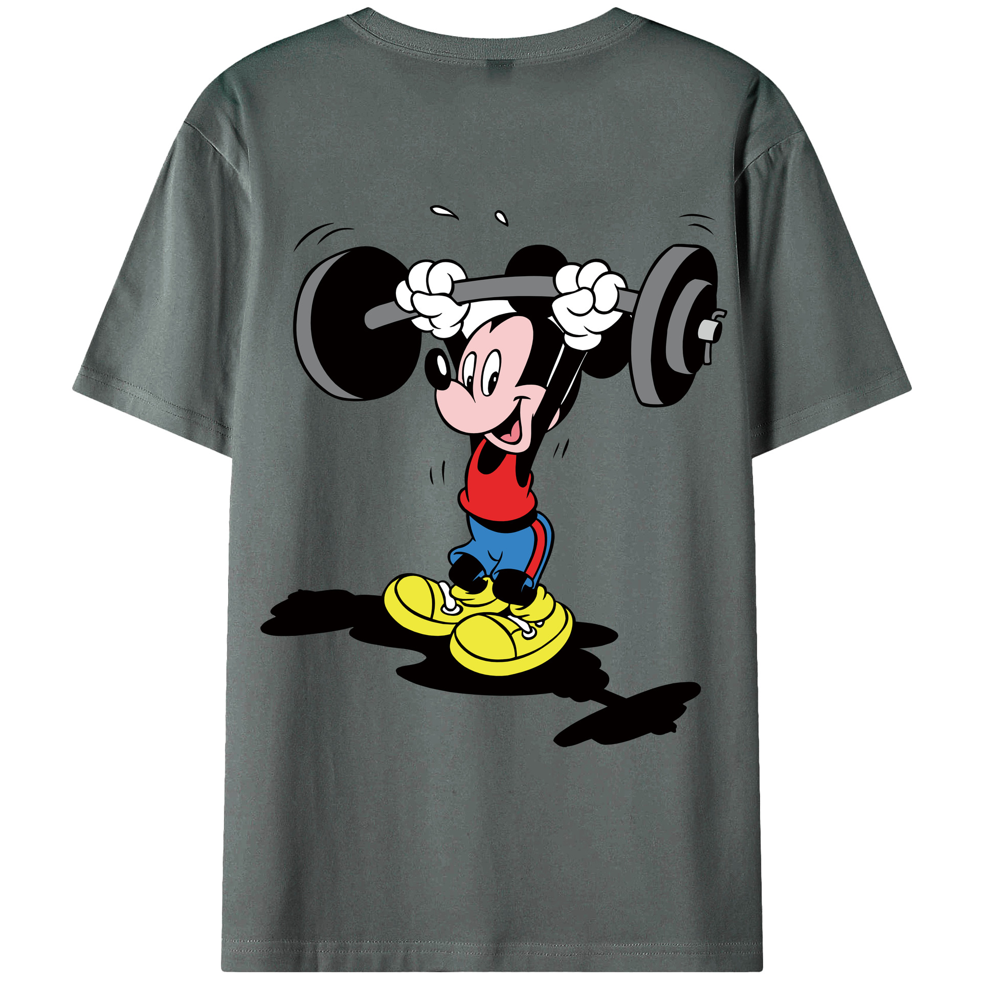 ミッキーマウス Mickey Mouse 綿100％ メンズ半袖Tシャツ（バックプリント） 通気性